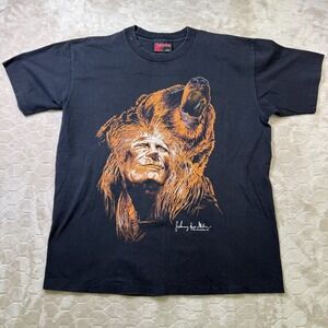 VTG 90s Holoubek Native American Indian Grizzly Bear Shirt Sz LG USA Made 1991